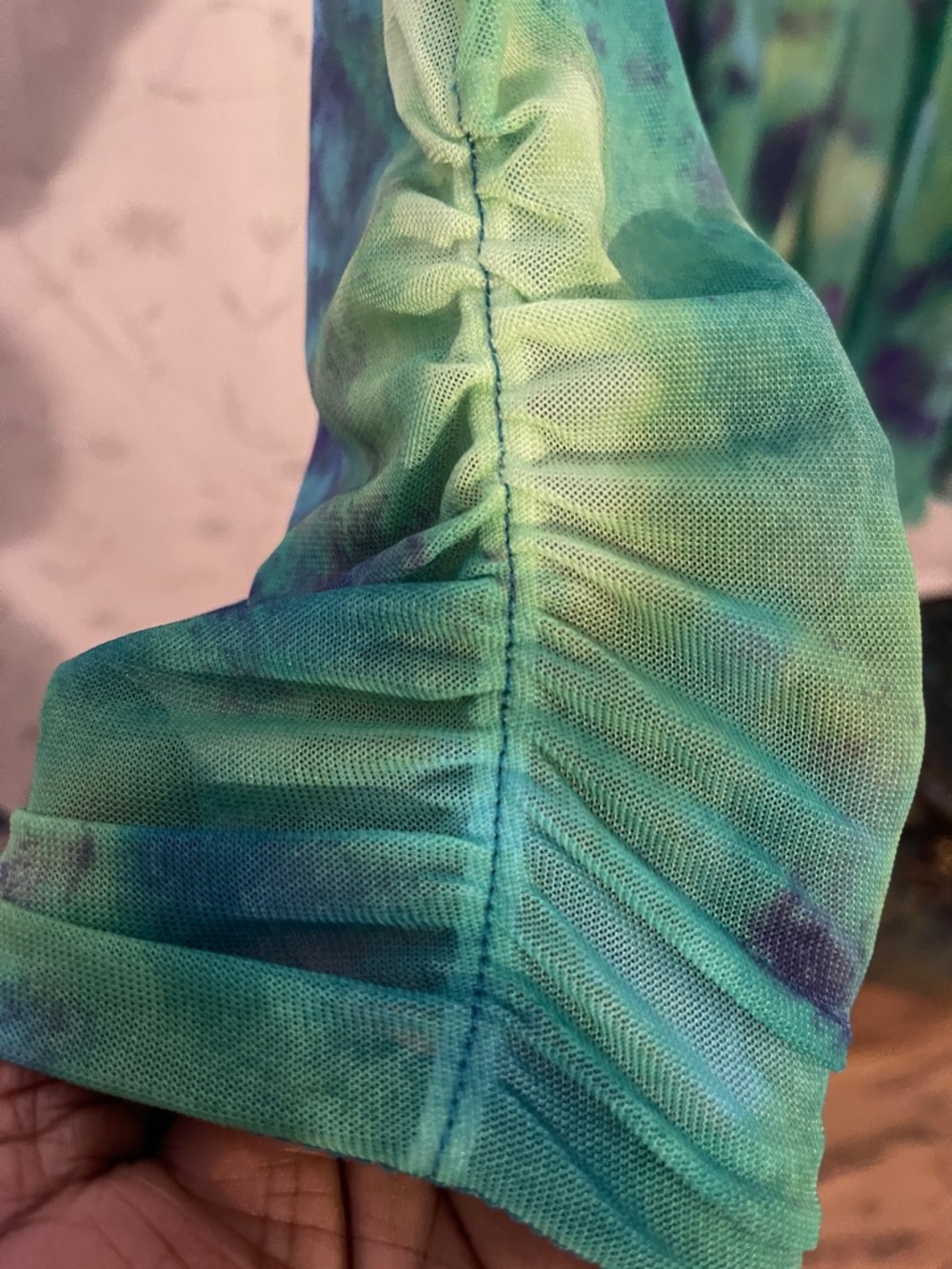 Susan Graver Green and Purple Tie-Dye Top - Picture 3 of 3